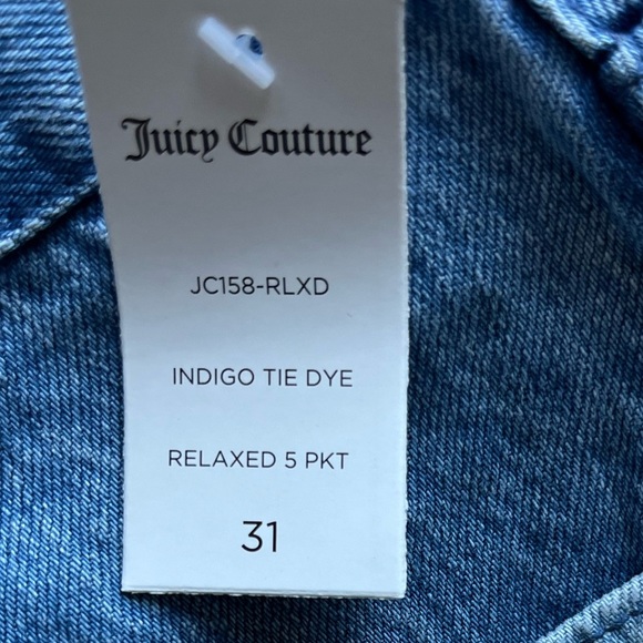 🆕 Juicy Couture Women's Relaxed Fit Tie Dye Denim 100% Cotton Jeans Size 31 Blue - Picture 10 of 13